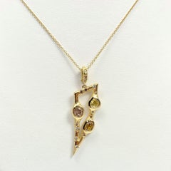 Debra Navarro Diamond and 18 Karat Yellow Gold Tusk Pendant Chain Necklace