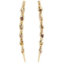 Debra Navarro Diamond and 18 Karat Yellow Gold Stick Dangle Earrings Stiletto