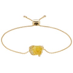 Debra Navarro Yellow Scapolite and Diamond 18K Gold Bolo Bracelet 3.49 Carats