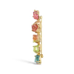 Debra Navarro Tourmaline and 18 Karat Gold Rainbow Lapel Pin Brooch 9.46 Carats