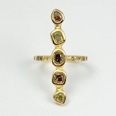 Debra Navarro Five Diamond and 18 Karat Yellow Gold Band Ring Bezel Set