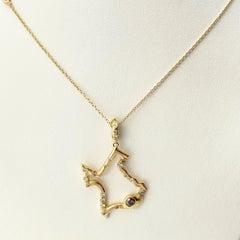 Debra Navarro Diamond and 18 Karat Yellow Gold Texas Pendant Necklace Houston