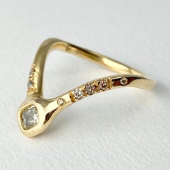 Debra Navarro Cushion Diamond 18 Karat Yellow Gold Band Stack Ring 0.38 Carat
