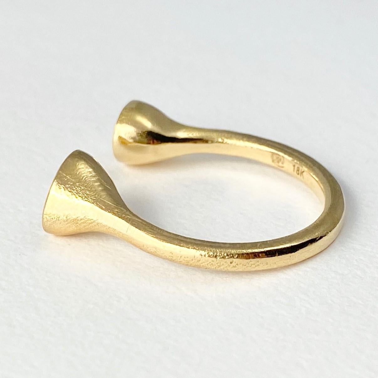 Oval Cut Debra Navarro Oval and Pear Diamond 18 Karat Yellow Gold Cuff Band Ring For Sale