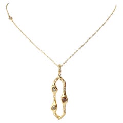 Debra Navarro Diamond and 18 Karat Gold Open Hexagon Pendant Chain Necklace