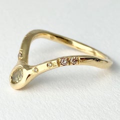 Debra Navarro Oval Diamond 18 Karat Yellow Gold Band Ring Bezel Set 0.38 Carat