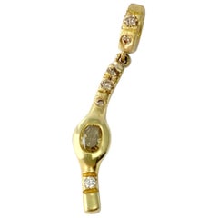 Debra Navarro Oval Diamond and 18 Karat Yellow Gold Stick Pendant Necklace