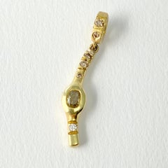 Debra Navarro Oval Diamond and 18 Karat Yellow Gold Stick Pendant Necklace
