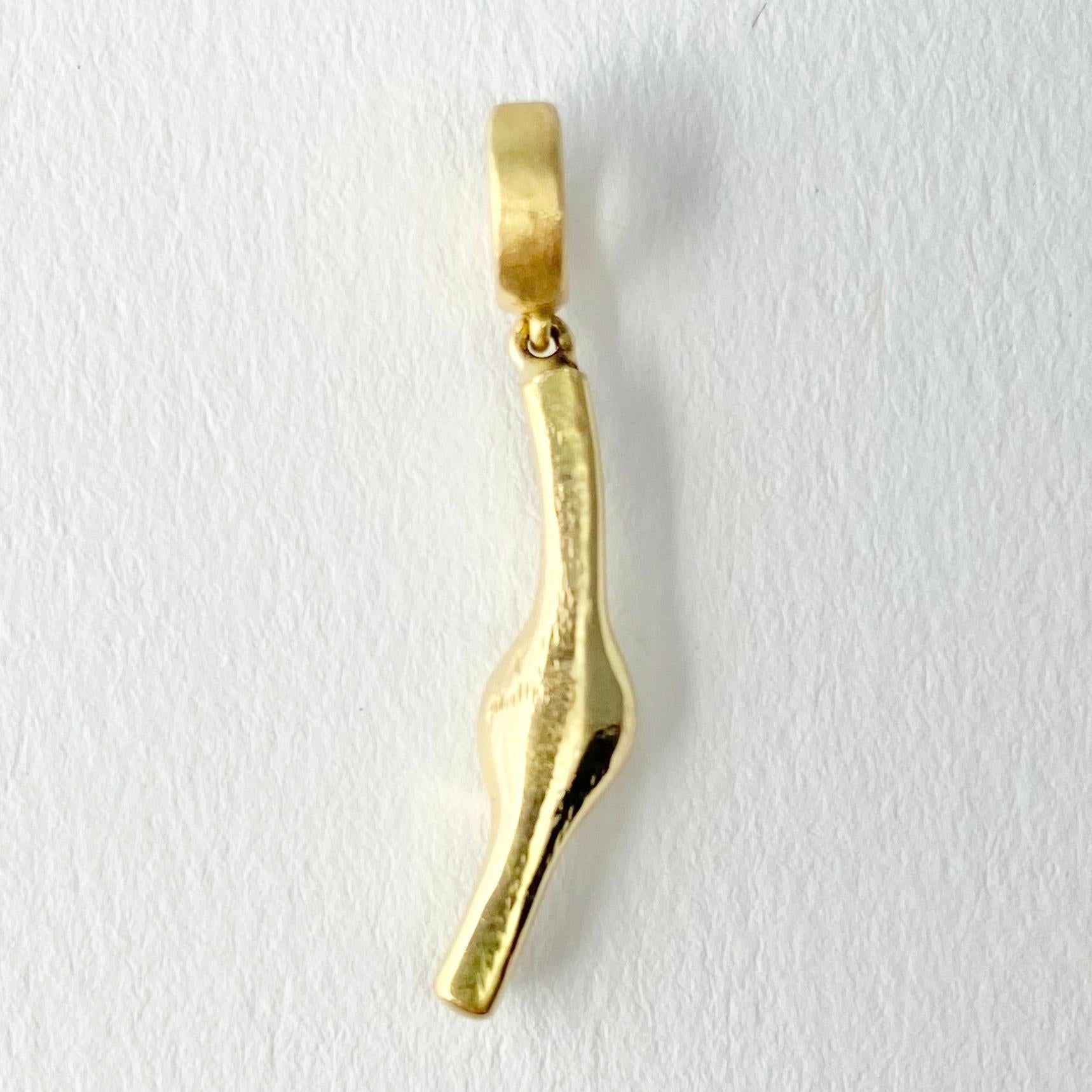 Women's or Men's Debra Navarro Oval Diamond and 18 Karat Yellow Gold Stick Pendant Necklace For Sale
