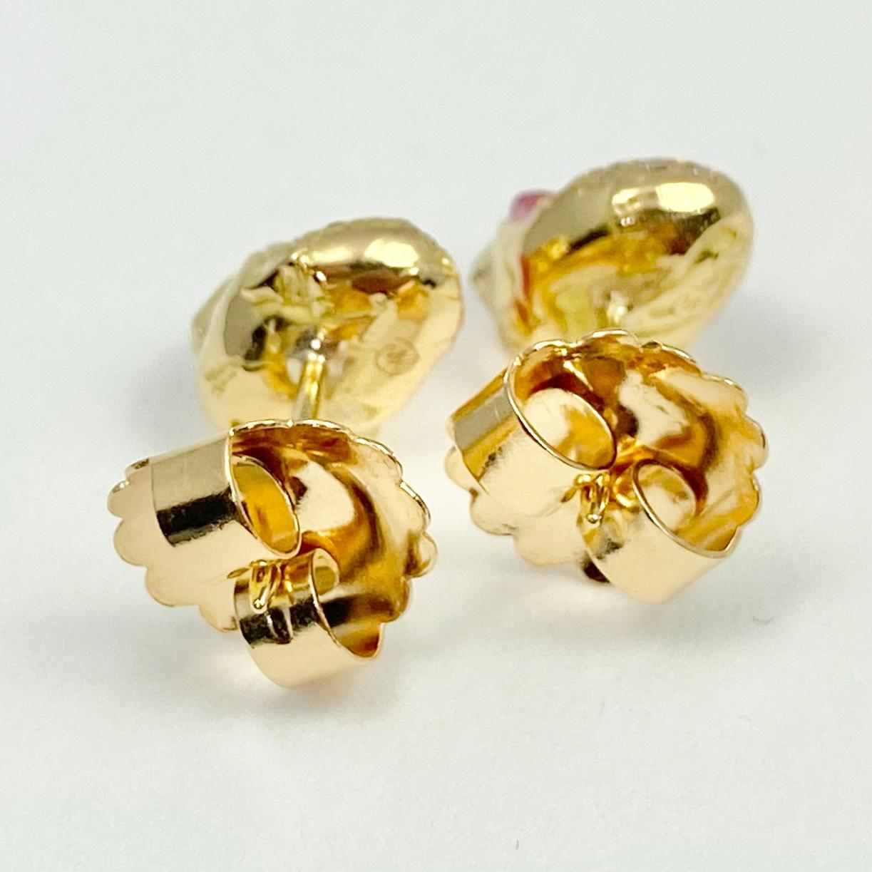 Debra Navarro Natural Pink Spinel and Diamond 18 Karat Yellow Gold Stud Earrings In New Condition For Sale In Wichita, KS
