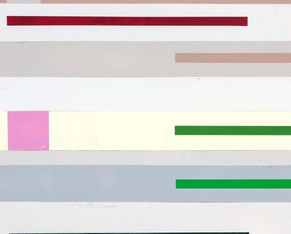 Recorded (Abstraktes Gemälde) (Grau), Abstract Painting, von Debra Ramsay