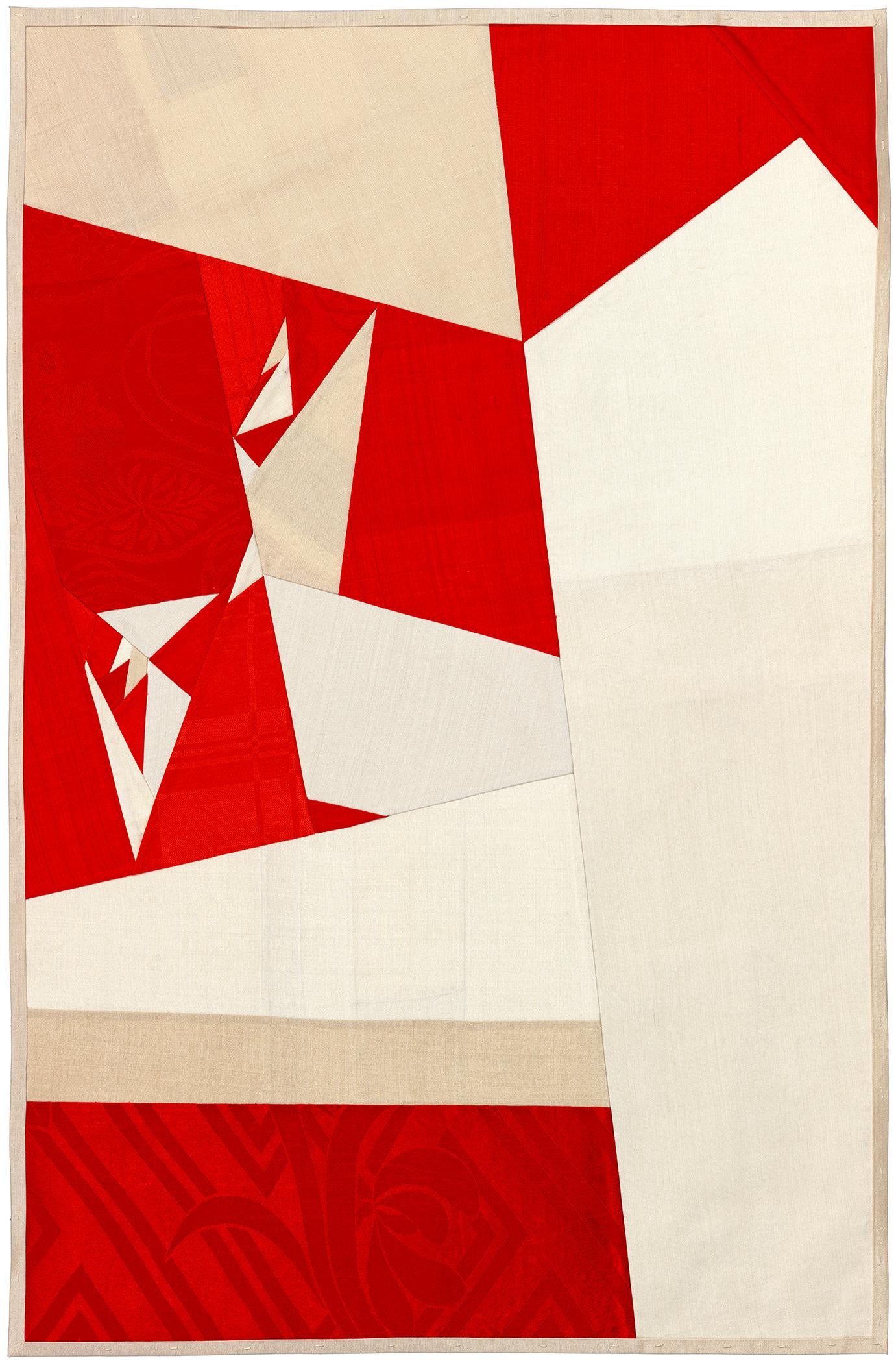 Debra Smith « Seeing Red Series 2 » - Collage de soie abstrait