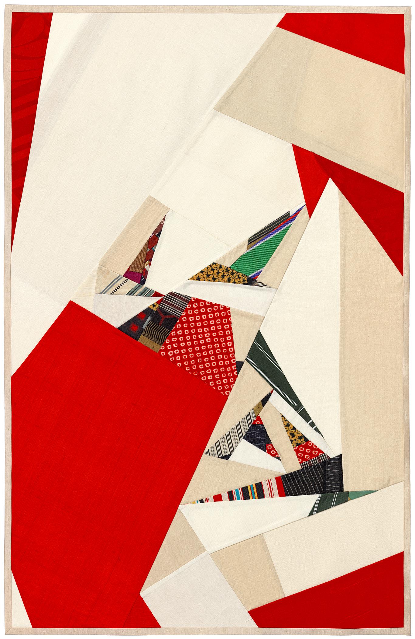 Debra Smith « Seeing Red Series 6 » - Collage de soie abstrait