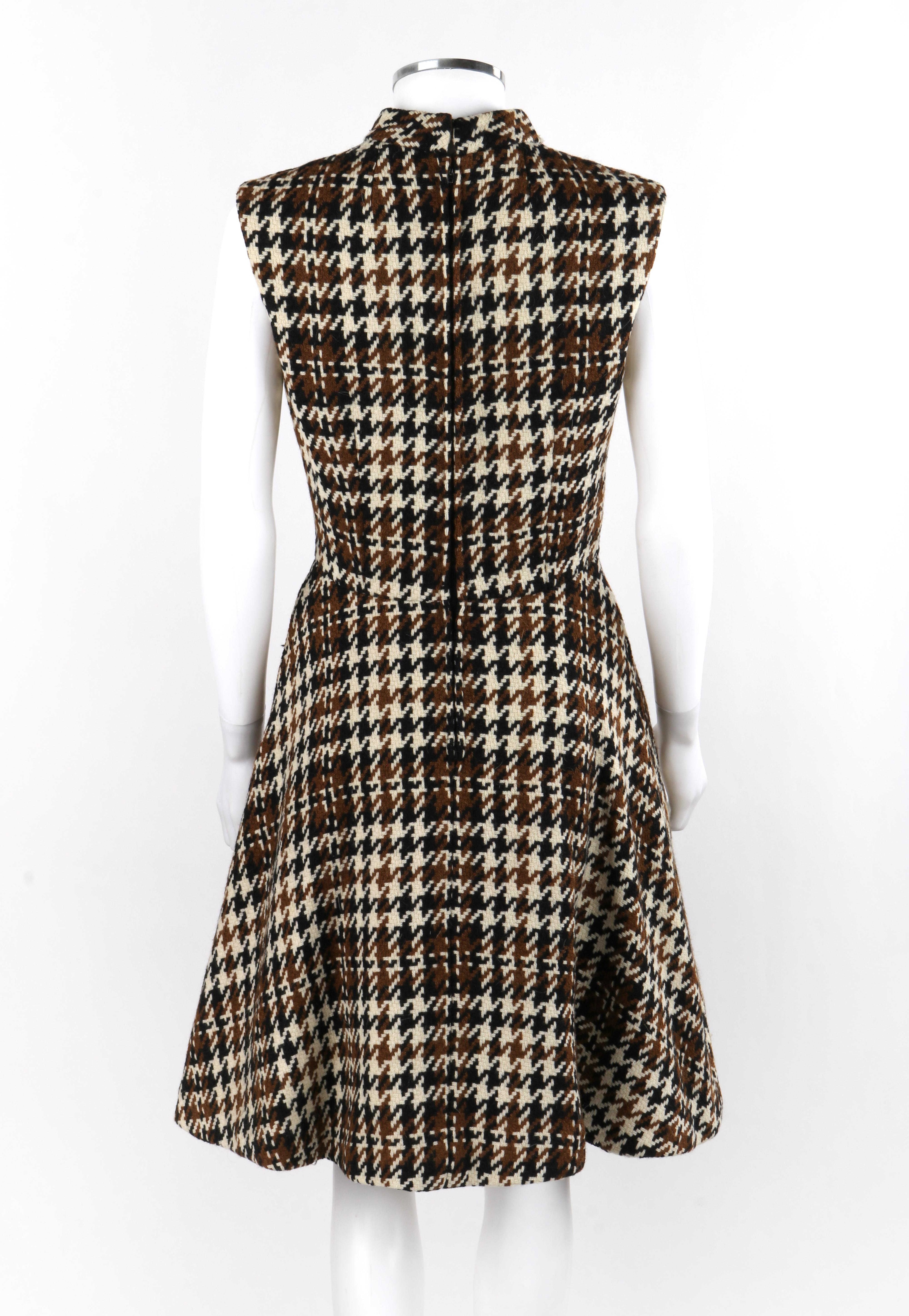 Black DEBSHIRE ORIGINAL c.1960’s Multicolor Houndstooth Knit A-Line Dress Jacket Set