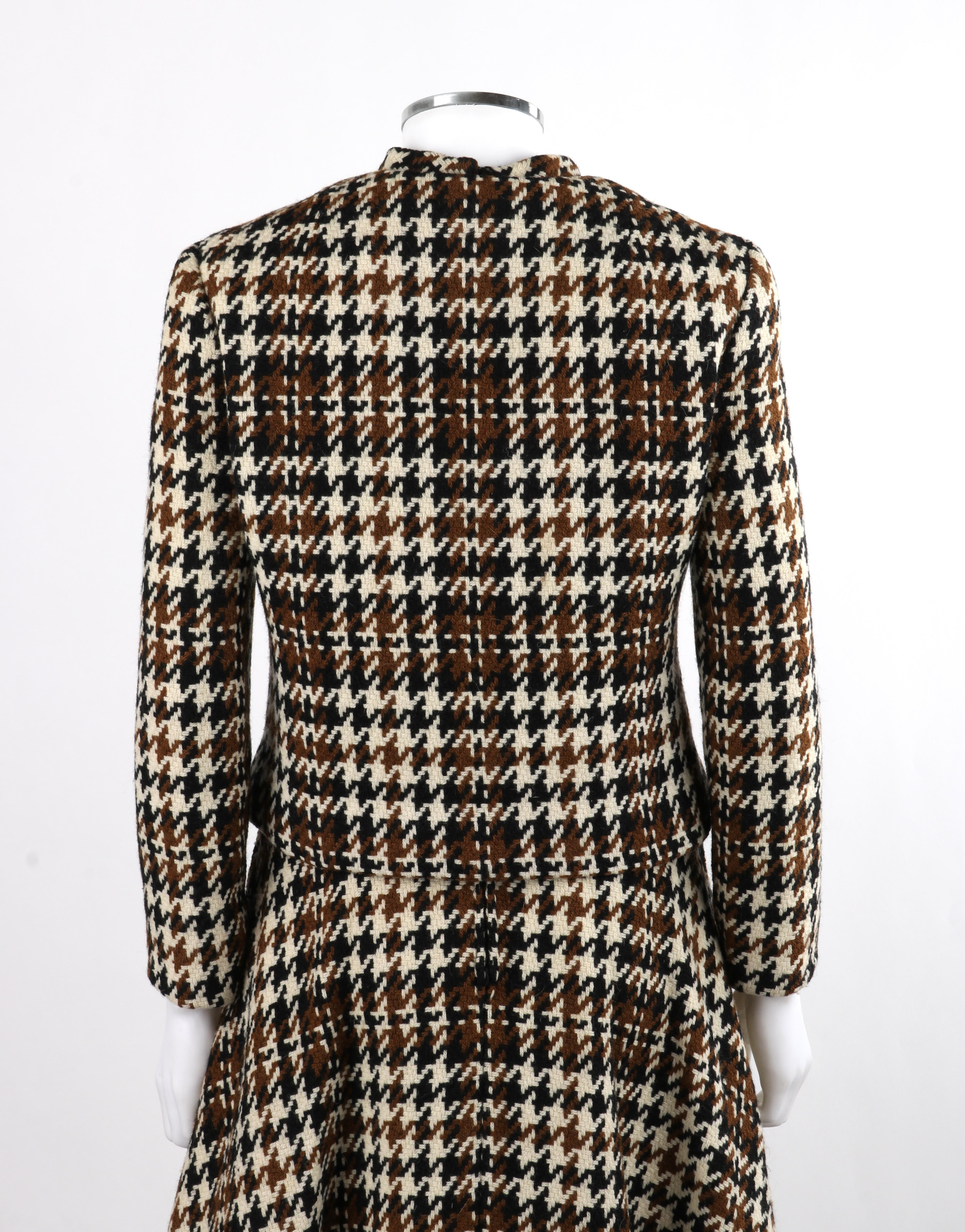 Women's DEBSHIRE ORIGINAL c.1960’s Multicolor Houndstooth Knit A-Line Dress Jacket Set