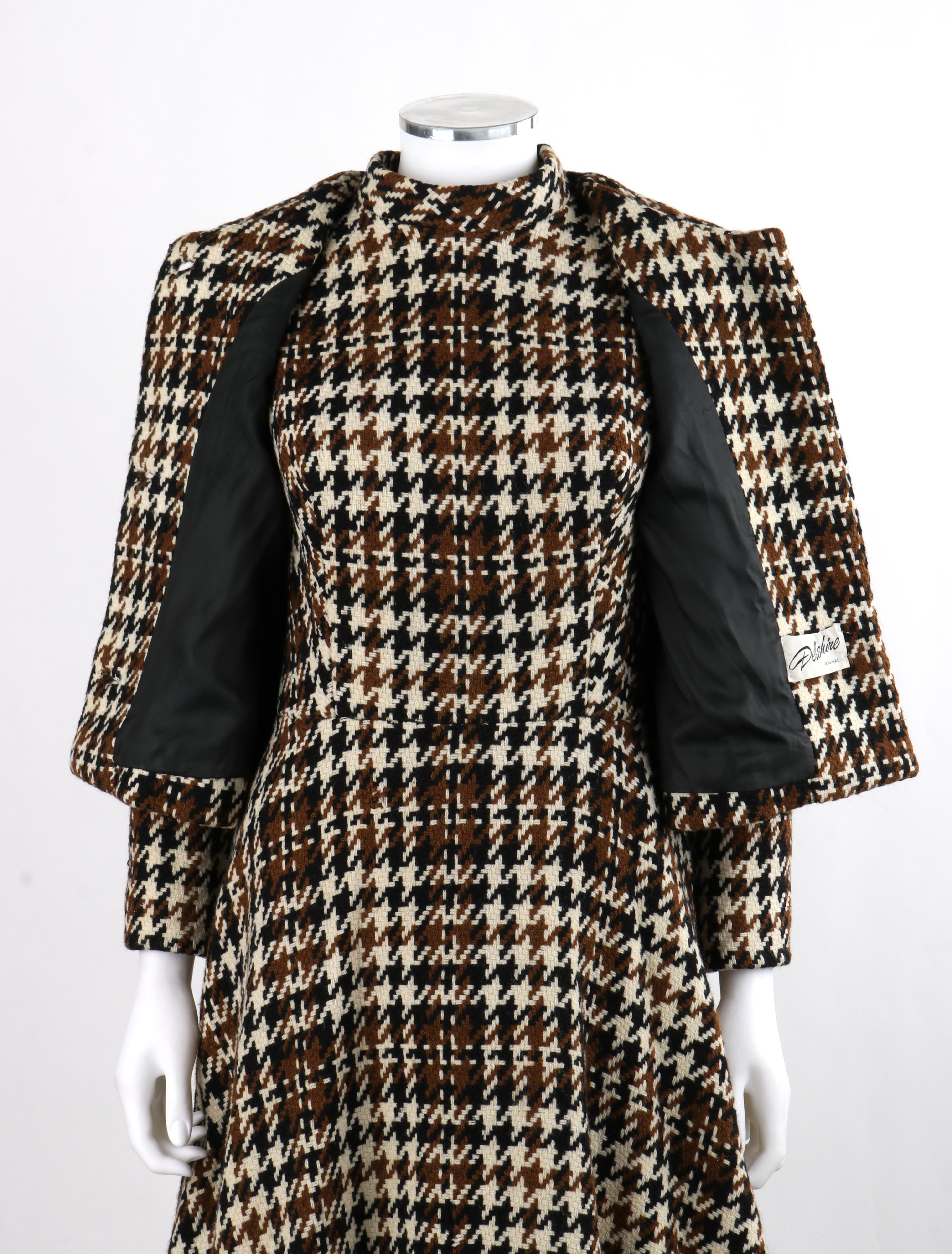 DEBSHIRE ORIGINAL c.1960’s Multicolor Houndstooth Knit A-Line Dress Jacket Set 1