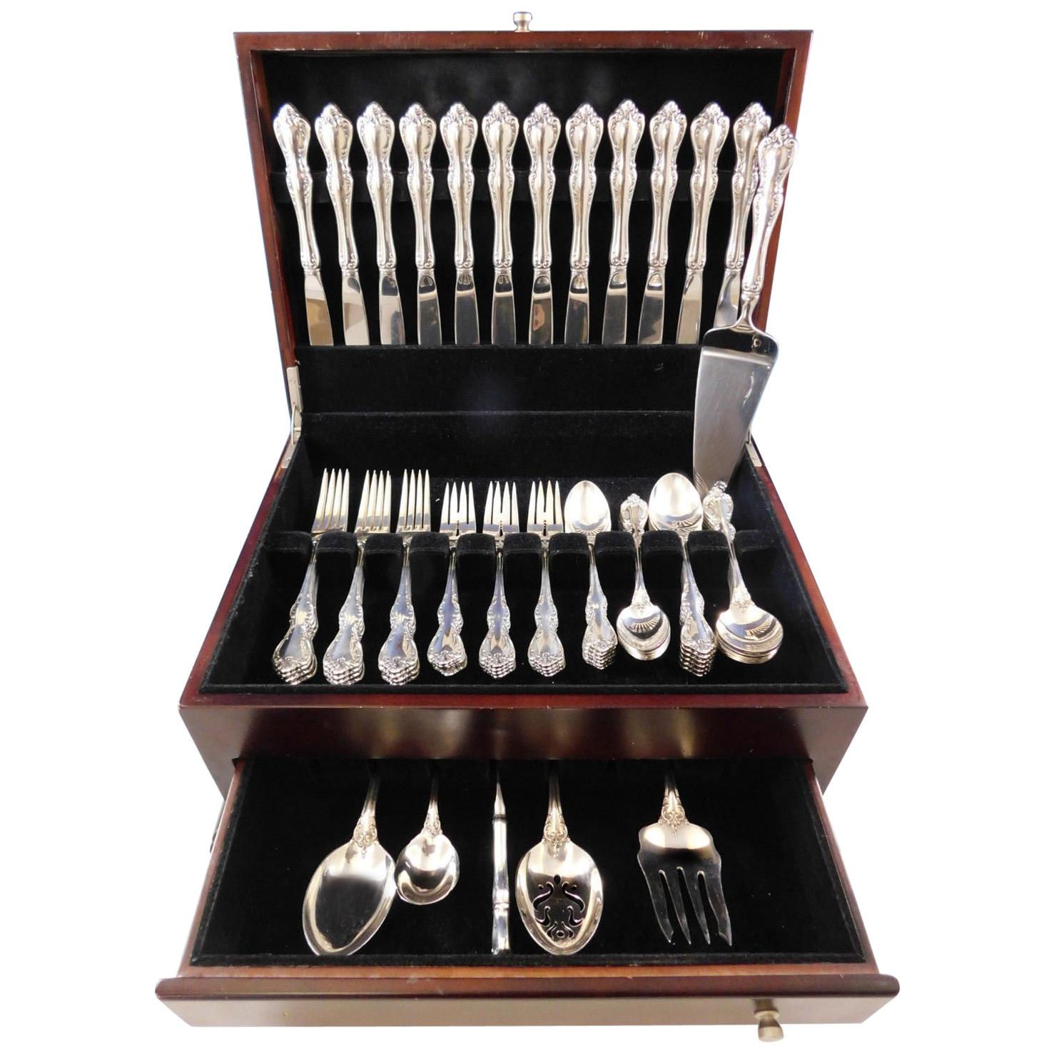 Debussy by Towle Sterling Silver Flatware Set for 12 Service 66 Pieces For Sale