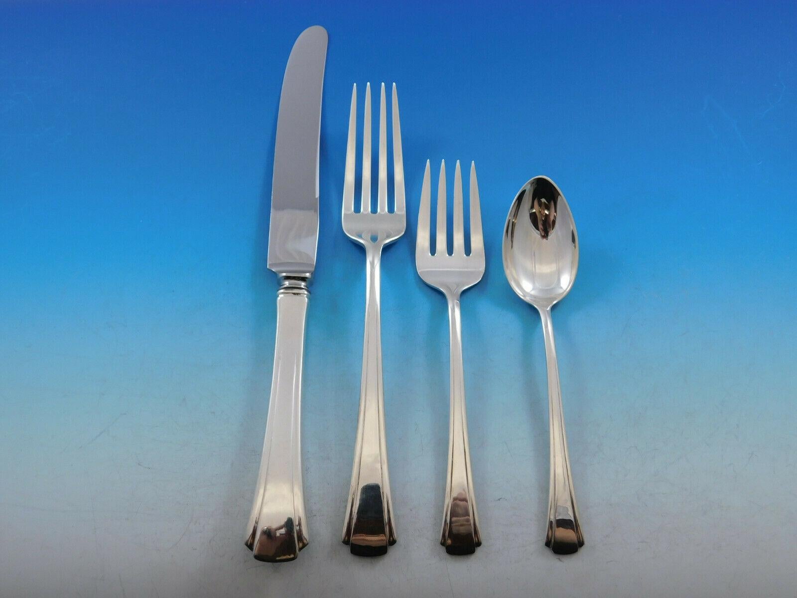 Monumental dinner size debutante by Richard Dimes sterling silver flatware set - 147 pieces. This set includes:

12 dinner size knives, 9 7/8