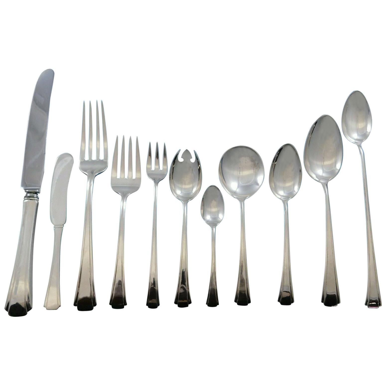 Debutante by Richard Dimes Sterling Silver Flatware Set 12 Service 147 Pc Dinner For Sale