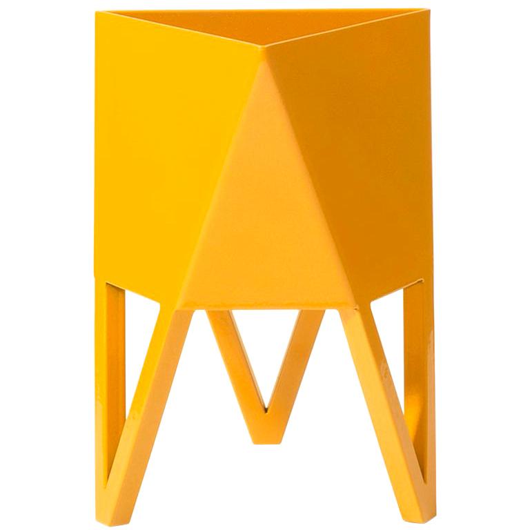 Large Deca Planter, Yellow, Steel, Powder Coated, Indoor/Outdoor, Force/Collide