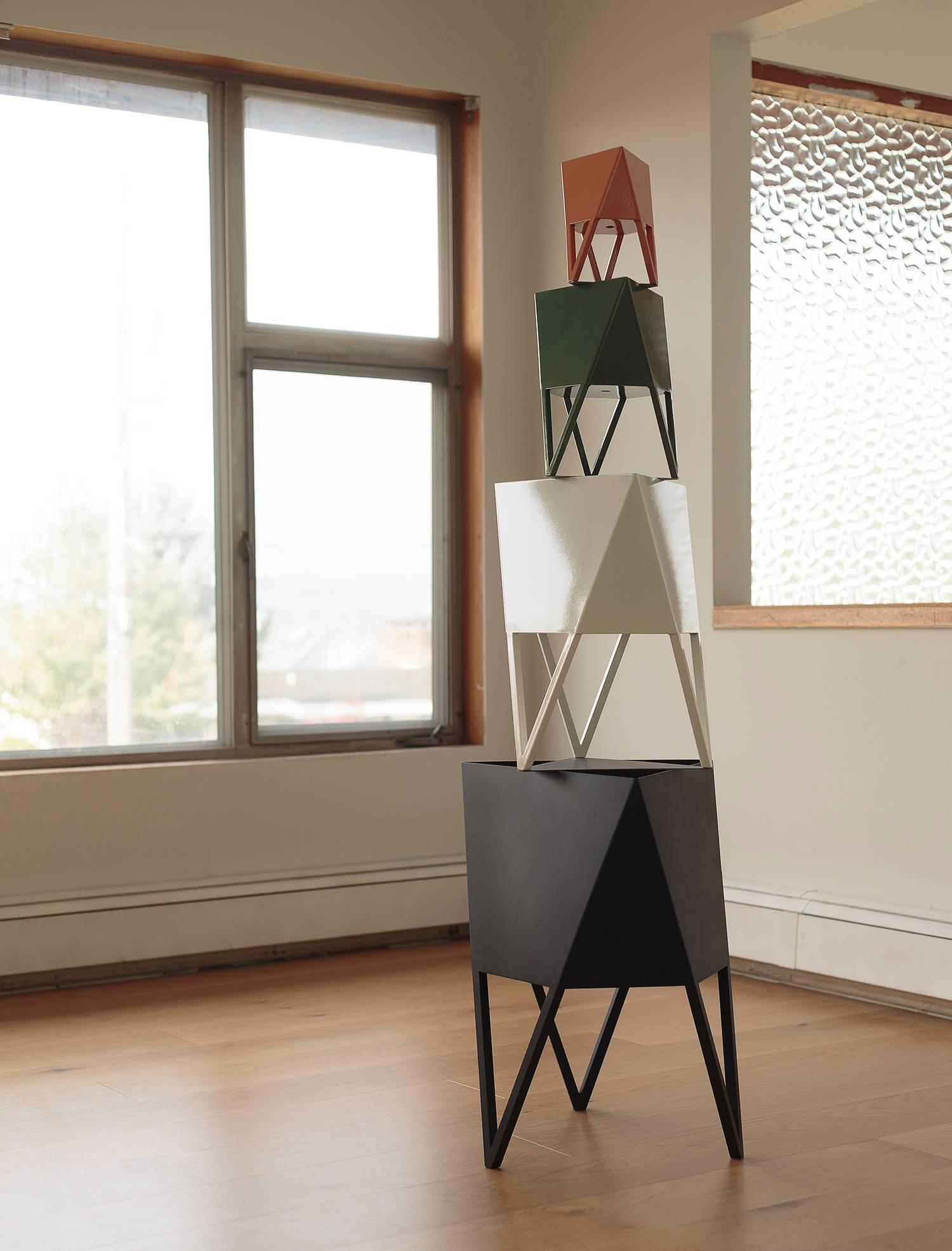 Faceted Medium Deca Planter in Goldenrod by Force/Collide, Indoor/Outdoor Steel