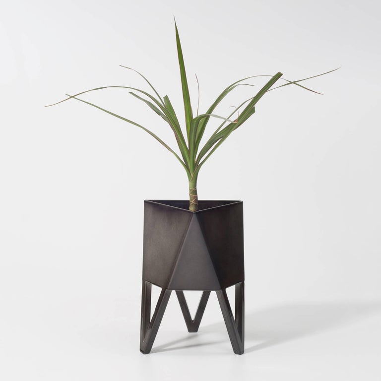 Deca Planter in Daffodil Yellow Steel, Small, by Force/Collide 6