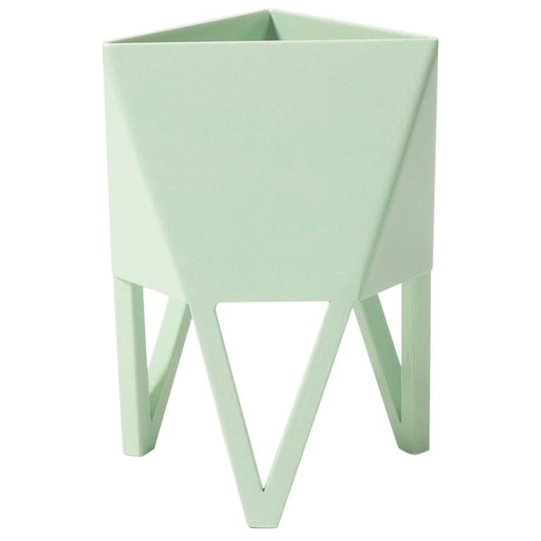 Deca Planter, Pastel Green Steel, Small, by Force/Collide For Sale