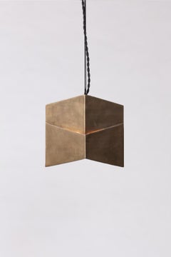 Decade Solid Cast Bronze Raw Polished Pendant Indoor/Outdoor Square Lantern