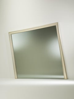 DECADENCE Oblique White Gold Big Mirror in Solid Wood - Hand Carved