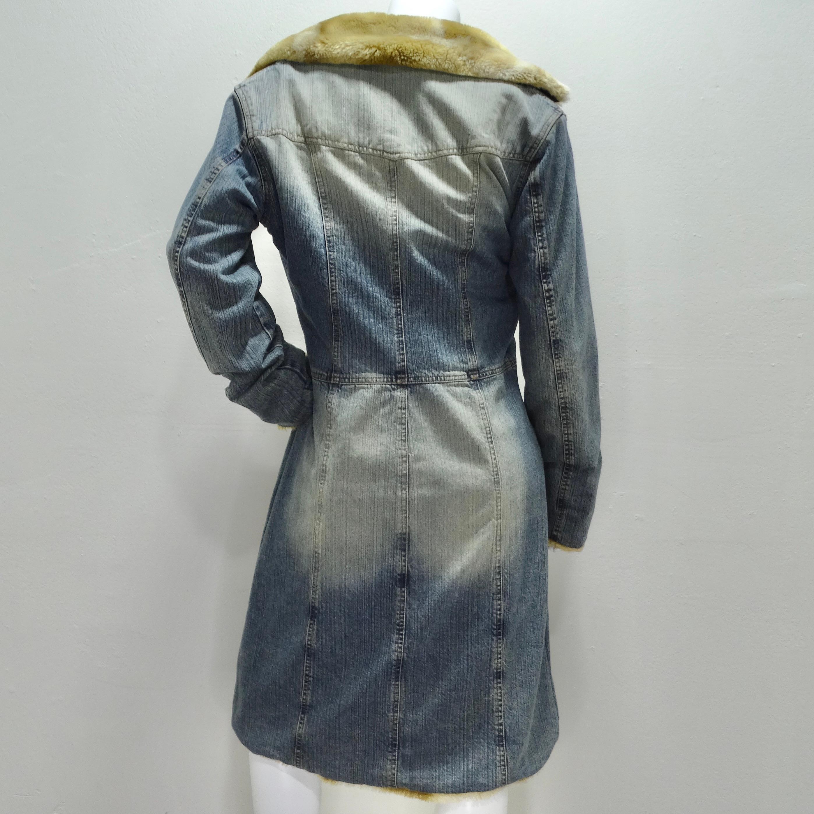 Women's or Men's Decadence Rabbit Fur Denim Coat For Sale