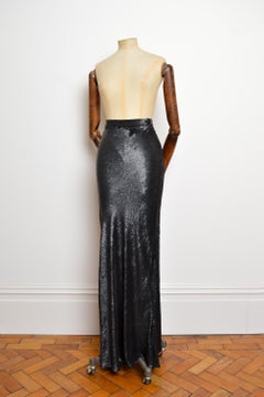 Decadent ASHISH Floor length Black Silk Georgette full Sequin Maxi Column Skirt