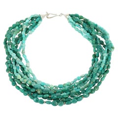 Decadent Jewels Amazonite Multi Strand Sterling Silver Torsade Necklace