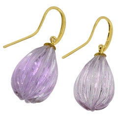 Decadent Jewels Amethyst Carved 14ct Yellow Gold Earrings Decadent Jewels Amethyst Carved 14ct Yellow Gold Earrings