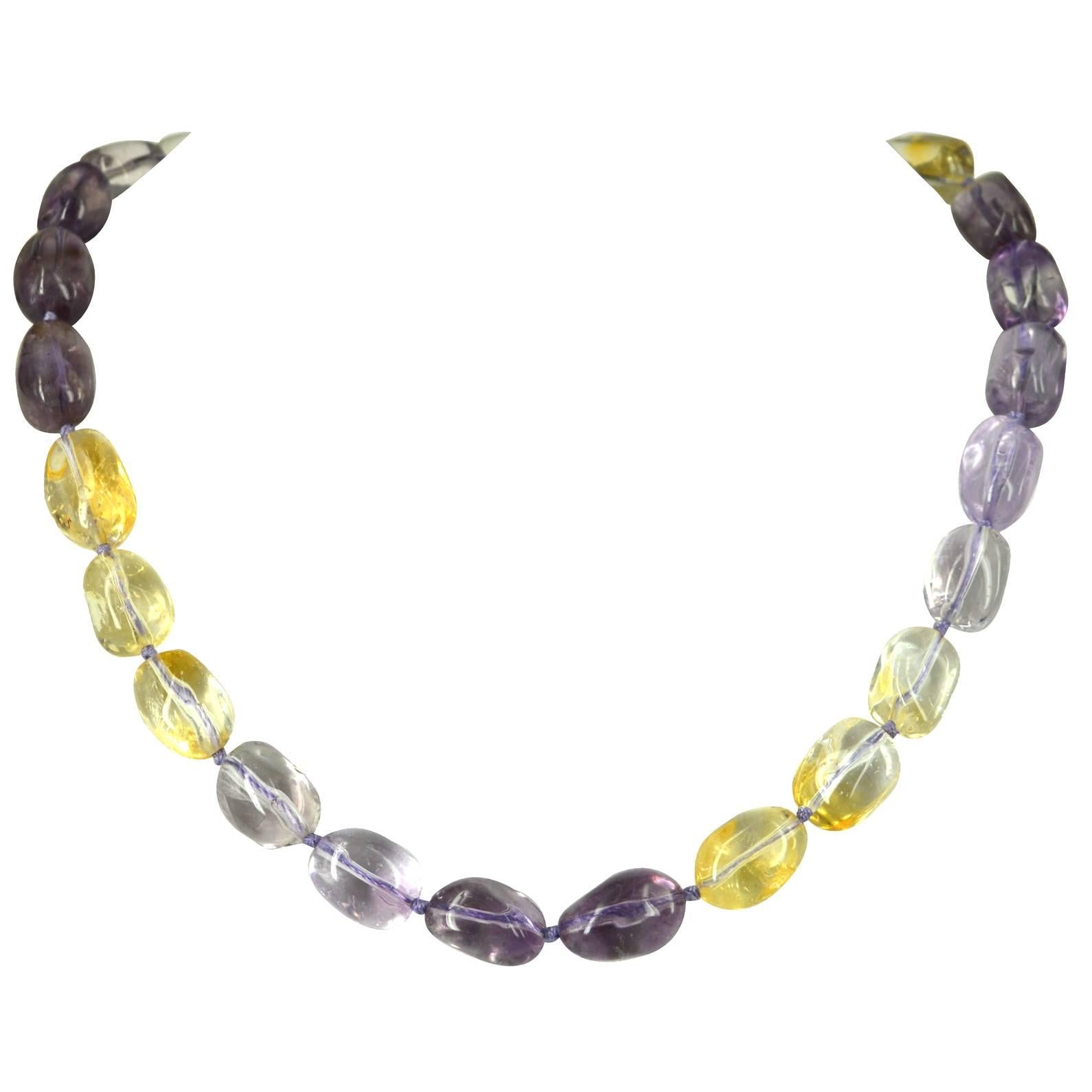 Decadent Jewels Amethyst Citrine shaded Gold Necklace For Sale