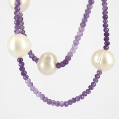 Decadent Jewels Amethyst Grey Fresh Water Pearl Silver Necklace