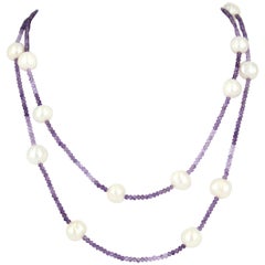 Decadent Jewels Amethyst Grey Fresh Water Pearl Silver Necklace
