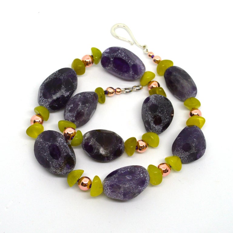 Decadent Jewels Amethyst Nugget Jade Rose Gold Necklace at 1stDibs