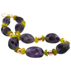 Decadent Jewels Amethyst Nugget Jade Rose Gold Necklace