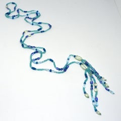 Decadent Jewels Apatite Blue Topaz Kyanite Prasiolite Tassel Lariat Necklace