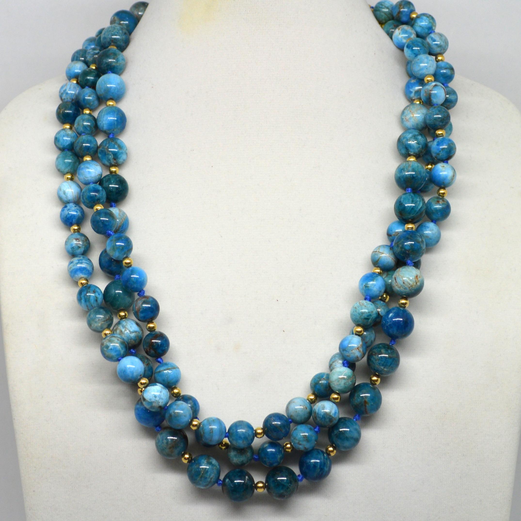 Modern Decadent Jewels Apatite Multi Strand Gold Filled Necklace
