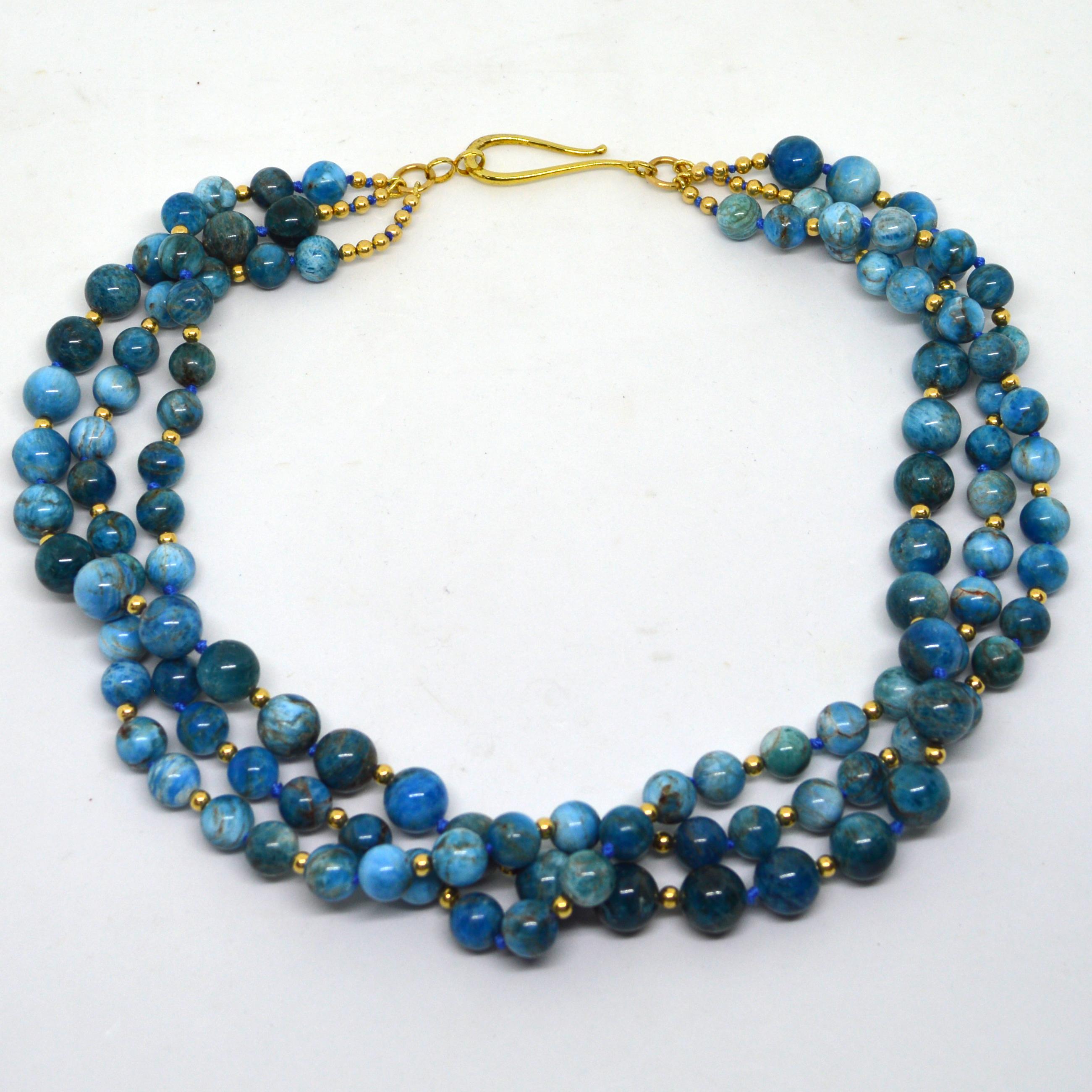 Decadent Jewels Apatite Multi Strand Gold Filled Necklace In New Condition In Sydney, AU