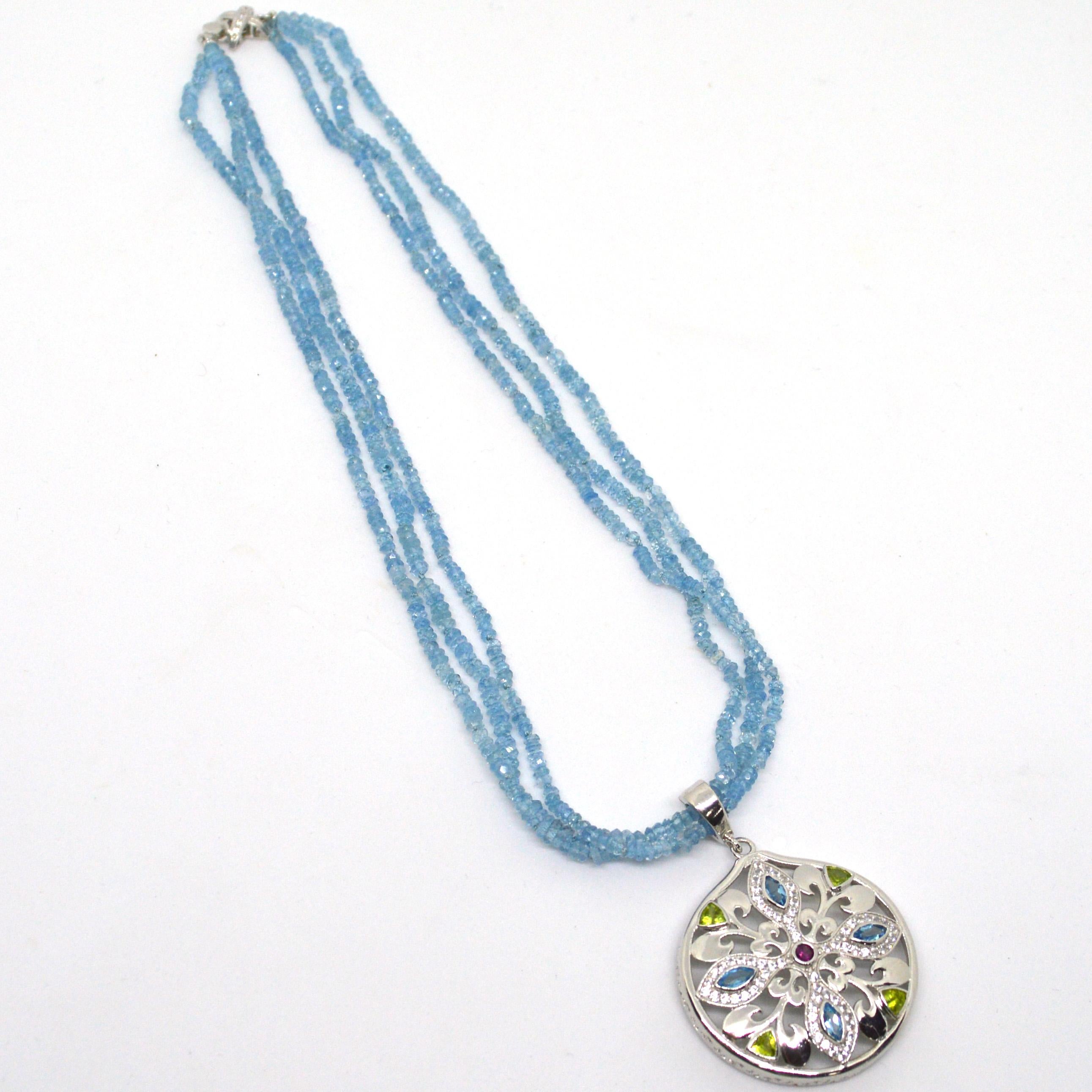 garnet and aquamarine necklace