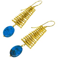 Decadent Jewels Arazonia Turquoise Gold Ladder Earrings