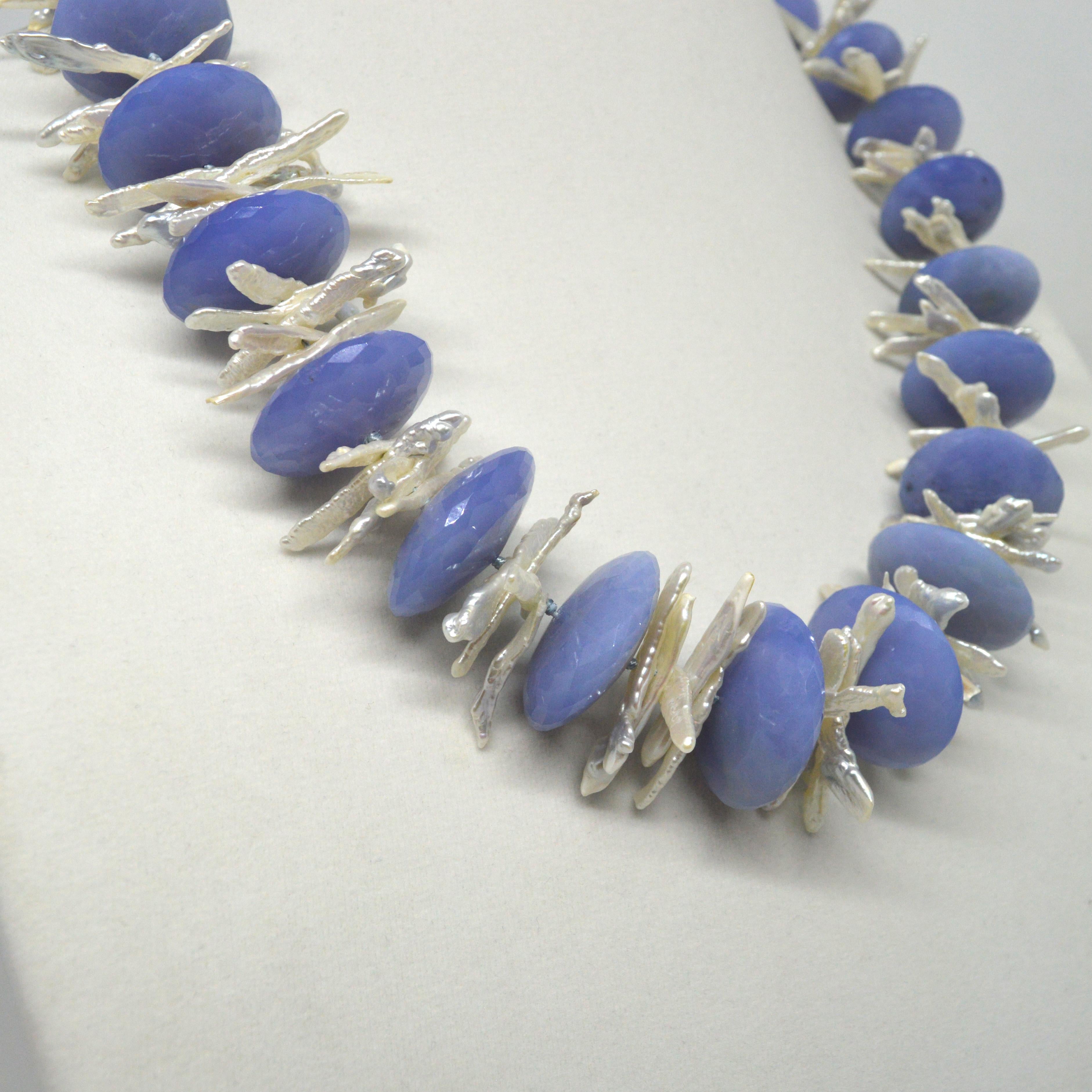 blue chalcedony bead necklace