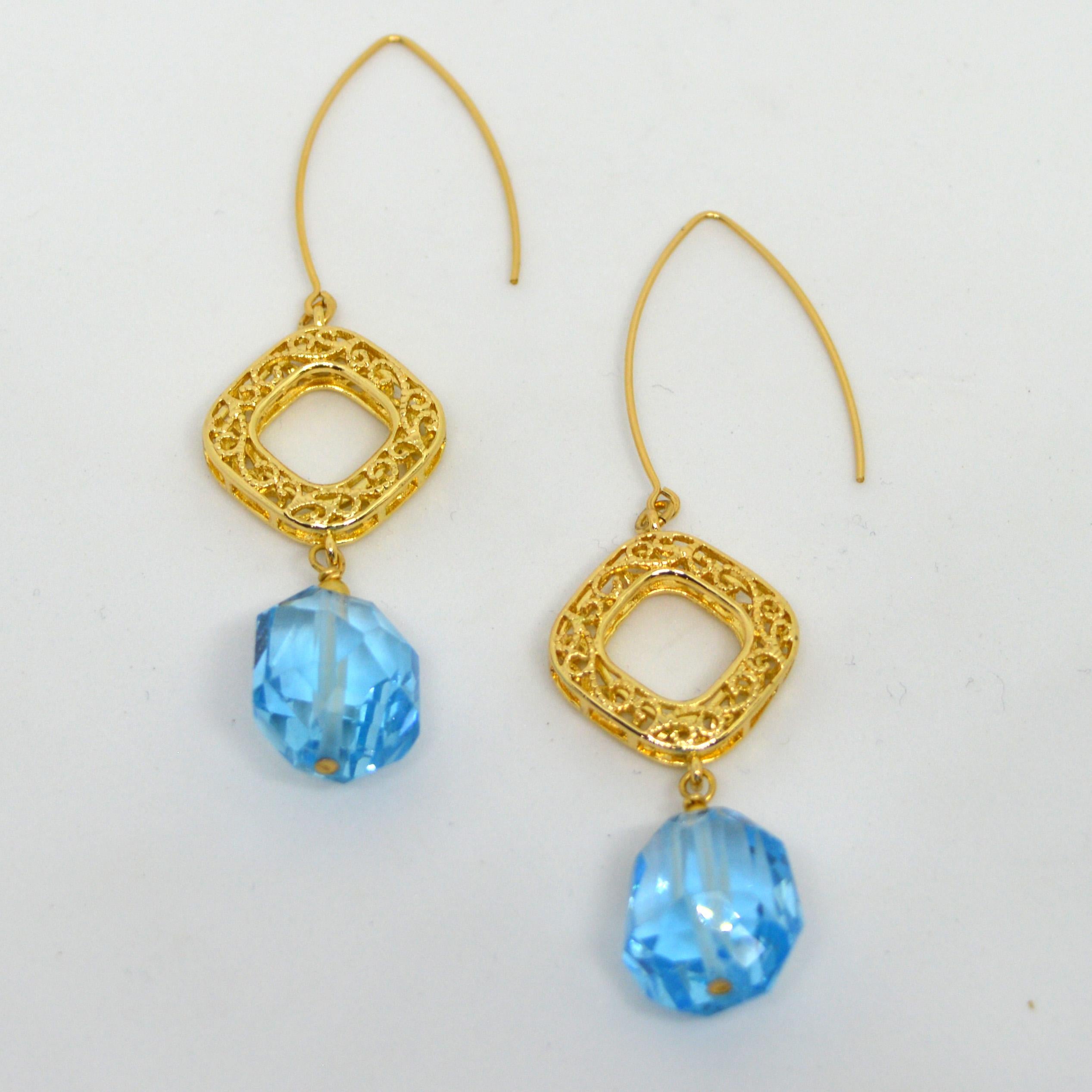 Modern Decadent Jewels Blue Topaz Dangle Earrings For Sale