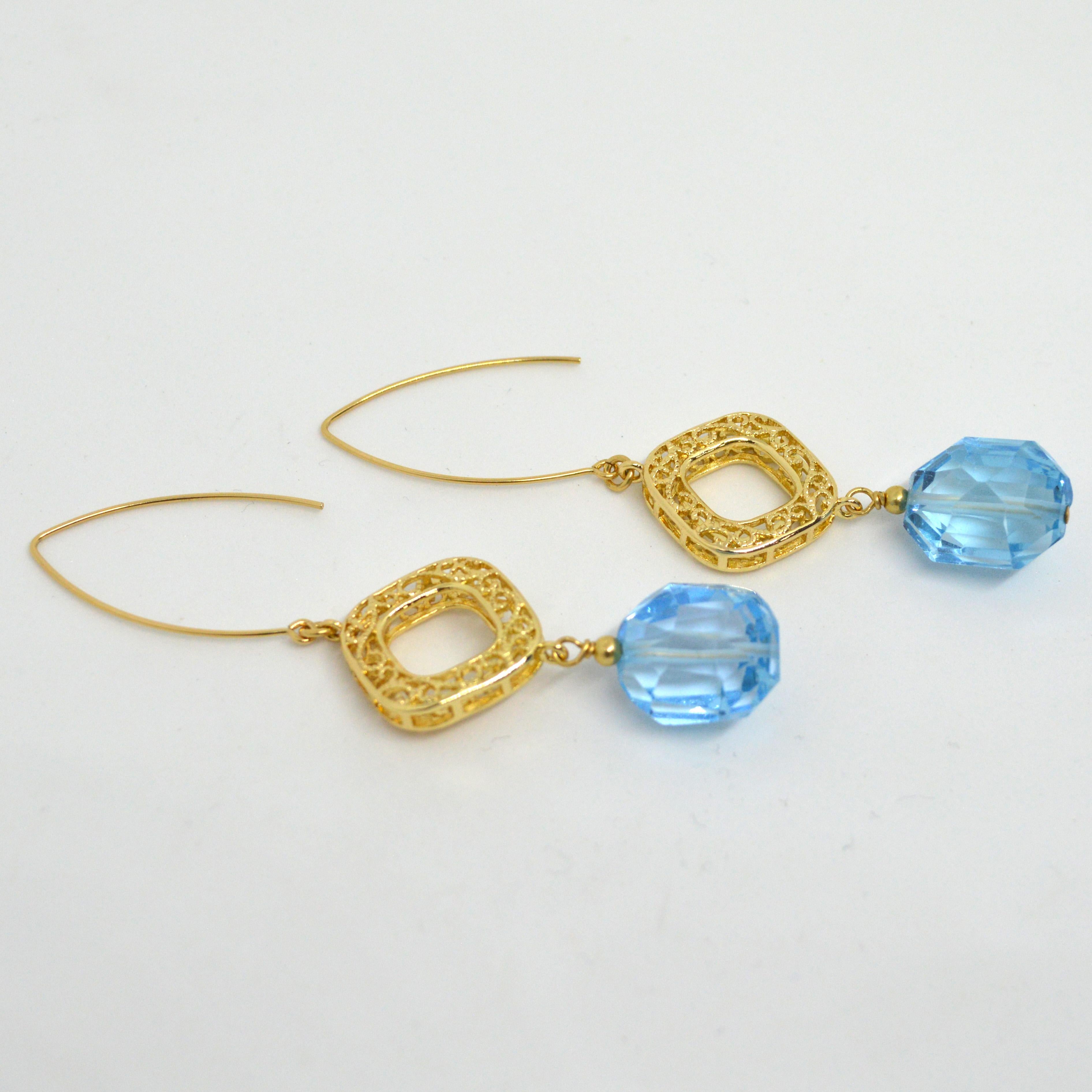 Decadent Jewels Blue Topaz Dangle Earrings In New Condition For Sale In Sydney, AU