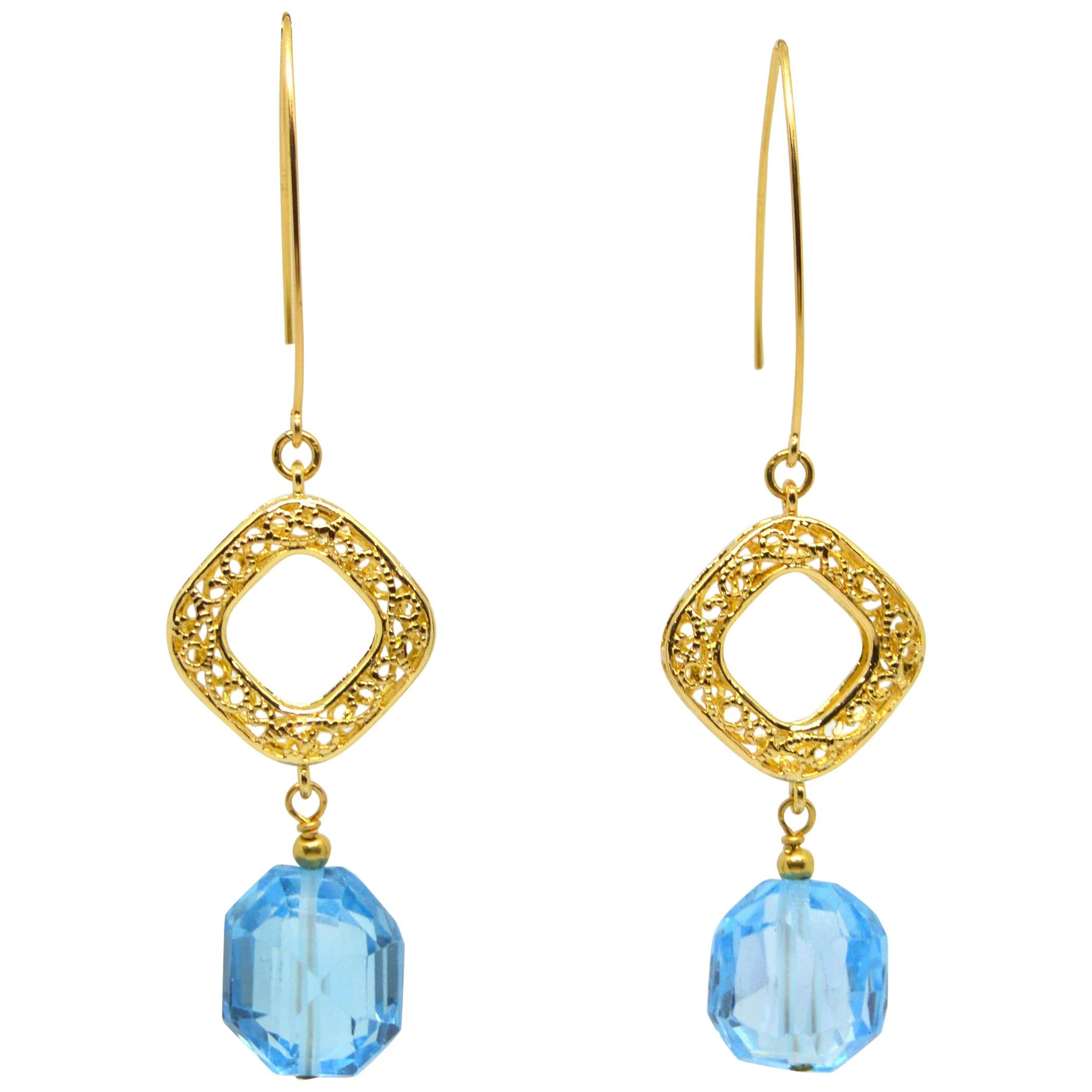 Decadent Jewels Blue Topaz Dangle Earrings For Sale