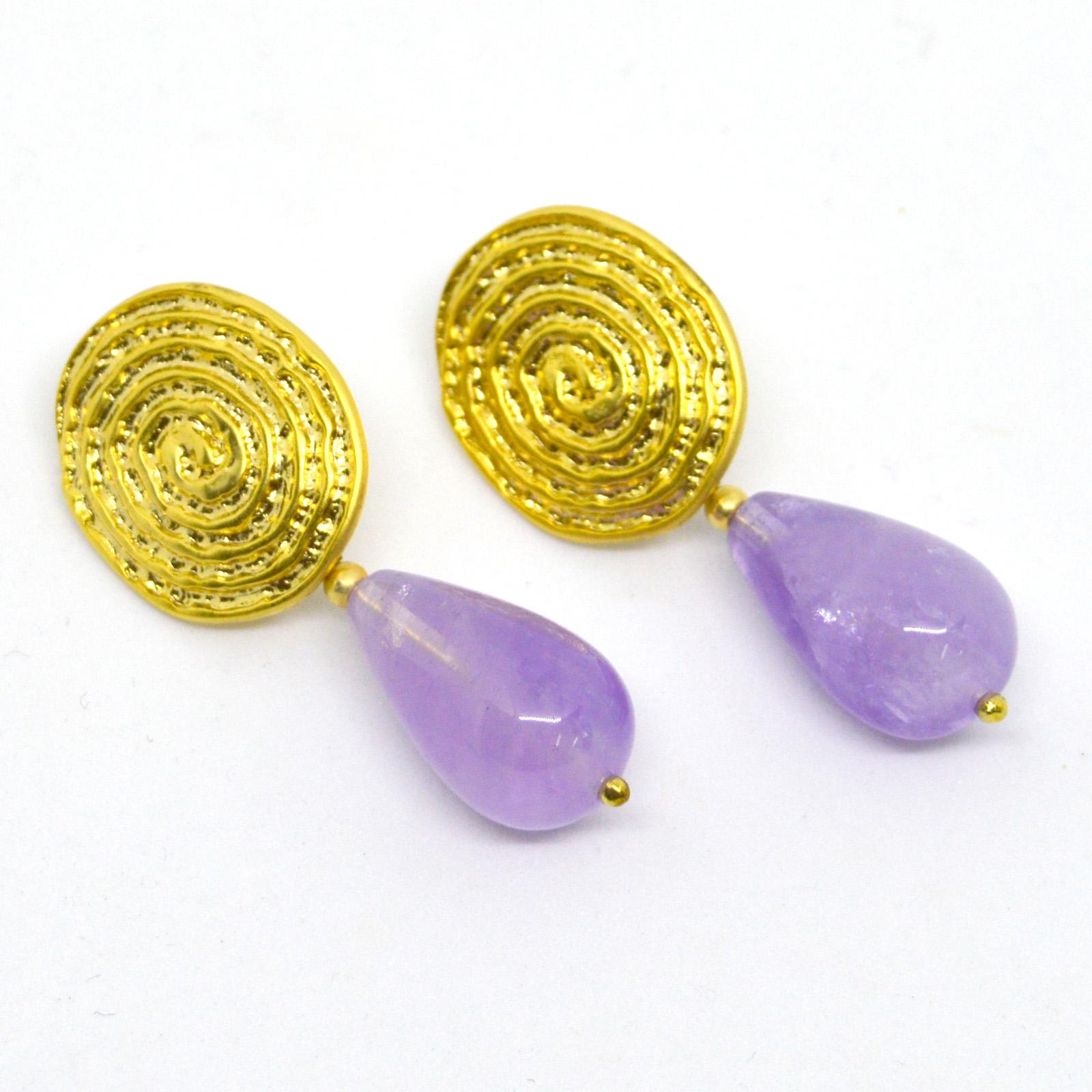 Decadent Jewels Cape Amethyst Coil Gold Stud Earrings In New Condition In Sydney, AU
