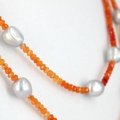 Decadent Jewels Carnelian Faceted Fresh Water Lite Grey Pearl Necklace