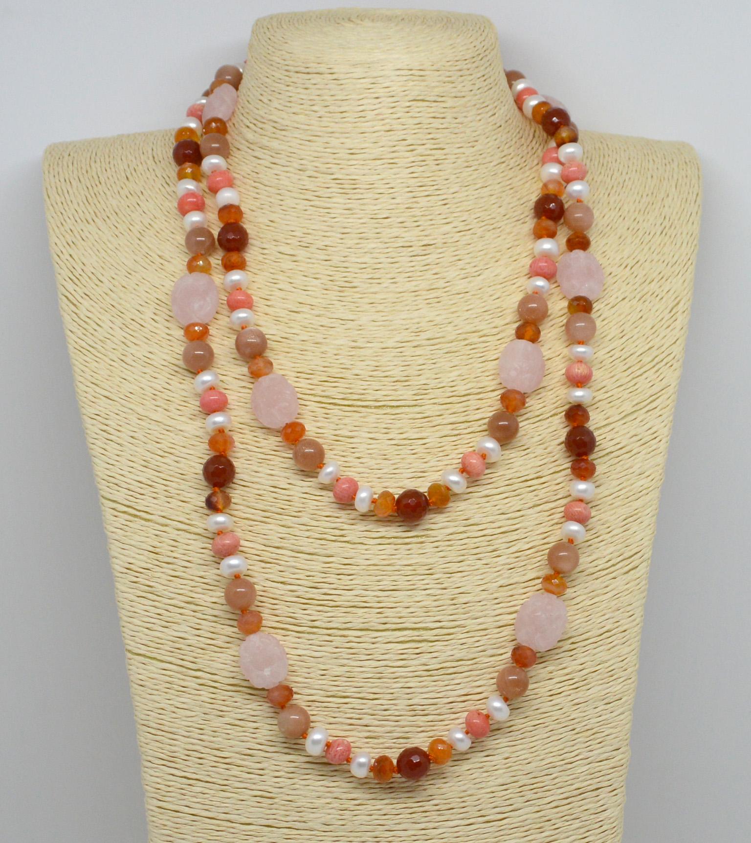 carnelian and rose quartz necklace